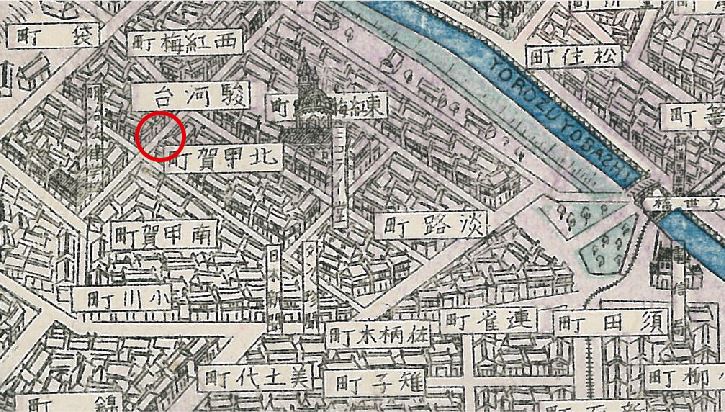 池田坂の標柱の設置位置を示した地図