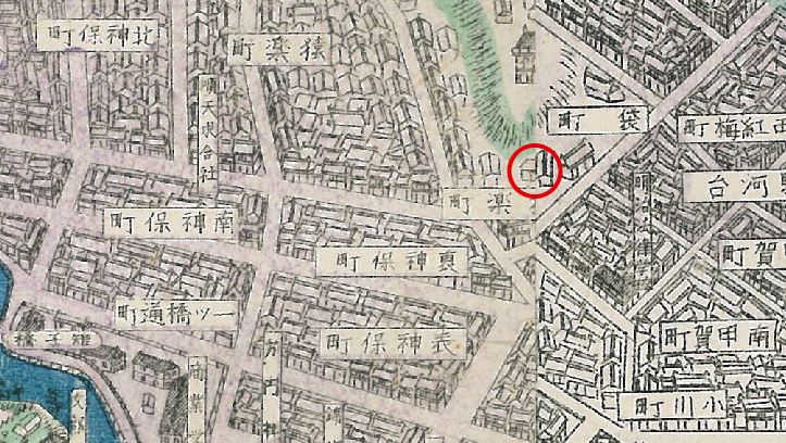 錦華坂の標柱の設置位置を示した地図